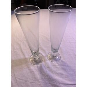 Unbranded Pilsner Beer Glasses Unisex OS Clear Pre-Owned Set of 2 Footed Tapered